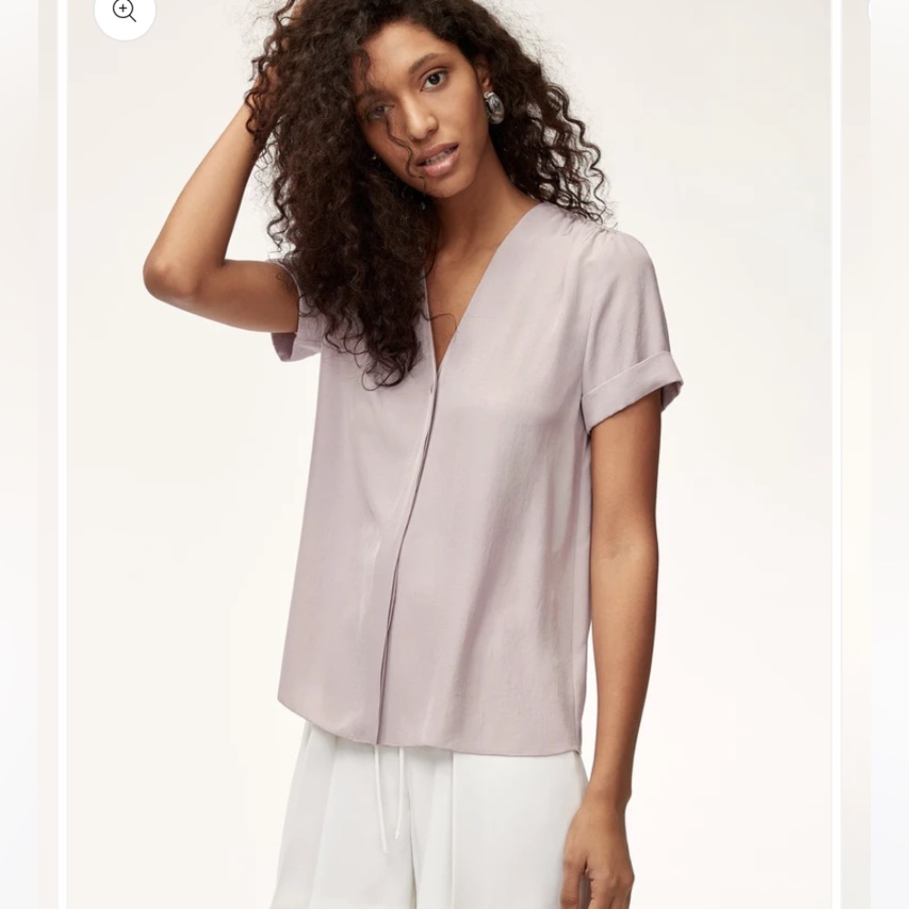 Aritzia Wilfred Nobel Short Sleeve Triacetate Oversized Blouse XS